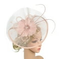 thumbnail image 3 of UJNDER Elegant Wedding Hair Fascinator Hat Clip for Women Stylish Party Headband Accessory for Girls Pink, 3 of 6