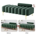 thumbnail image 3 of Rophefx Ottoman Bench for Living Room,Foot Rest with Gold Metal Legs,52.2" Entryway Bench,Velvet End of Bed Bench,Green, 3 of 8