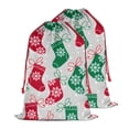 thumbnail image 2 of Christmas Bags Drawstring,Christmas Stocking Pattern Large Xmas Christmas Gift Bags,Reusable for Xmas and New Year Party Favors and Supplies,27.6" X 19.7", 2 of 6