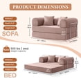 thumbnail image 3 of COOLHUT 63" W Combination Sofa, High Rebound Density Foam Sofa Couch, Two Forms Floor Couch Three Seats Sofa Bed for Living Room, Bedroom, Pink, 3 of 14