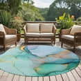 thumbnail image 5 of Teal Marble Round Rugs 8ft, Abstract Art Modern Geometric Golden Non Slip Washable Rug Runner, Low Pile Indoor Floor Carpet Mat Bathroom Rugs for Living Room, Bedroom, Kids Room, 5 of 9