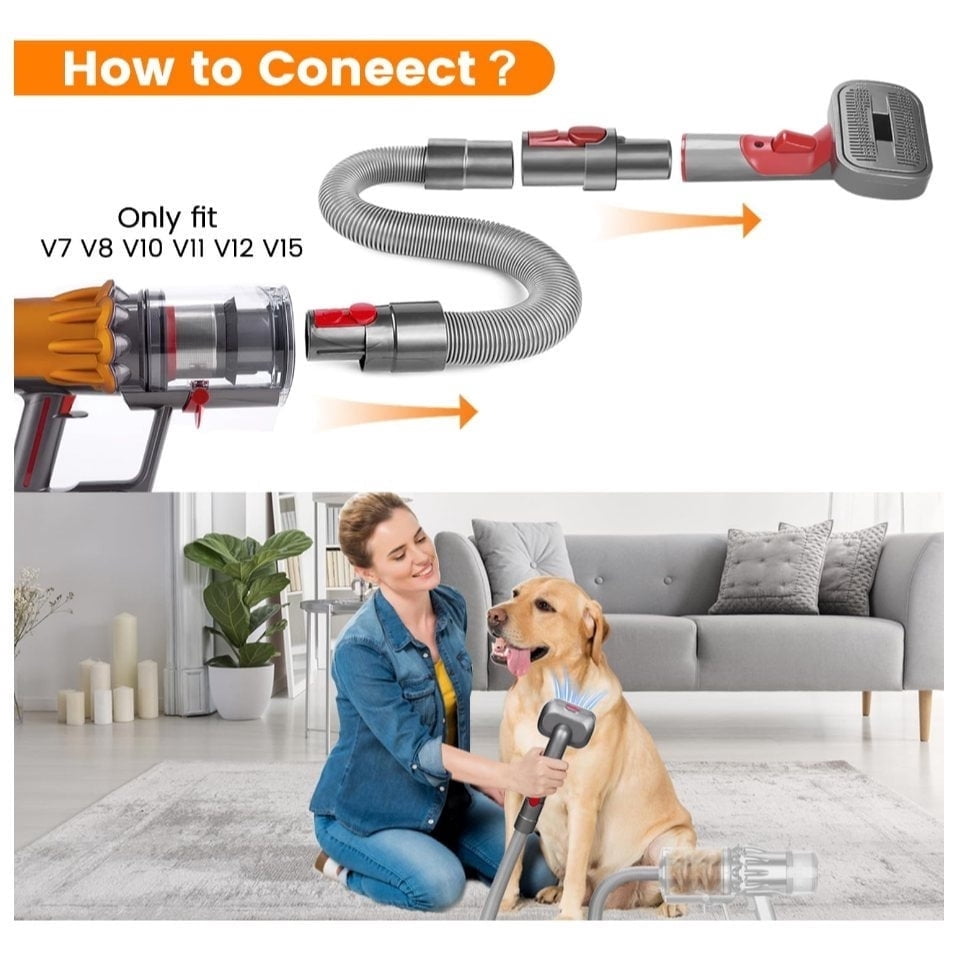Pet Grooming Kit For Dyson Vacuum V7 V8 V10 V11 V12 V15, Pet Grooming De Shedding Knotting Brush Attachment For Dogs Cats, Dog Grooming Brush Attachment, Dog Hair Groomer Tools
