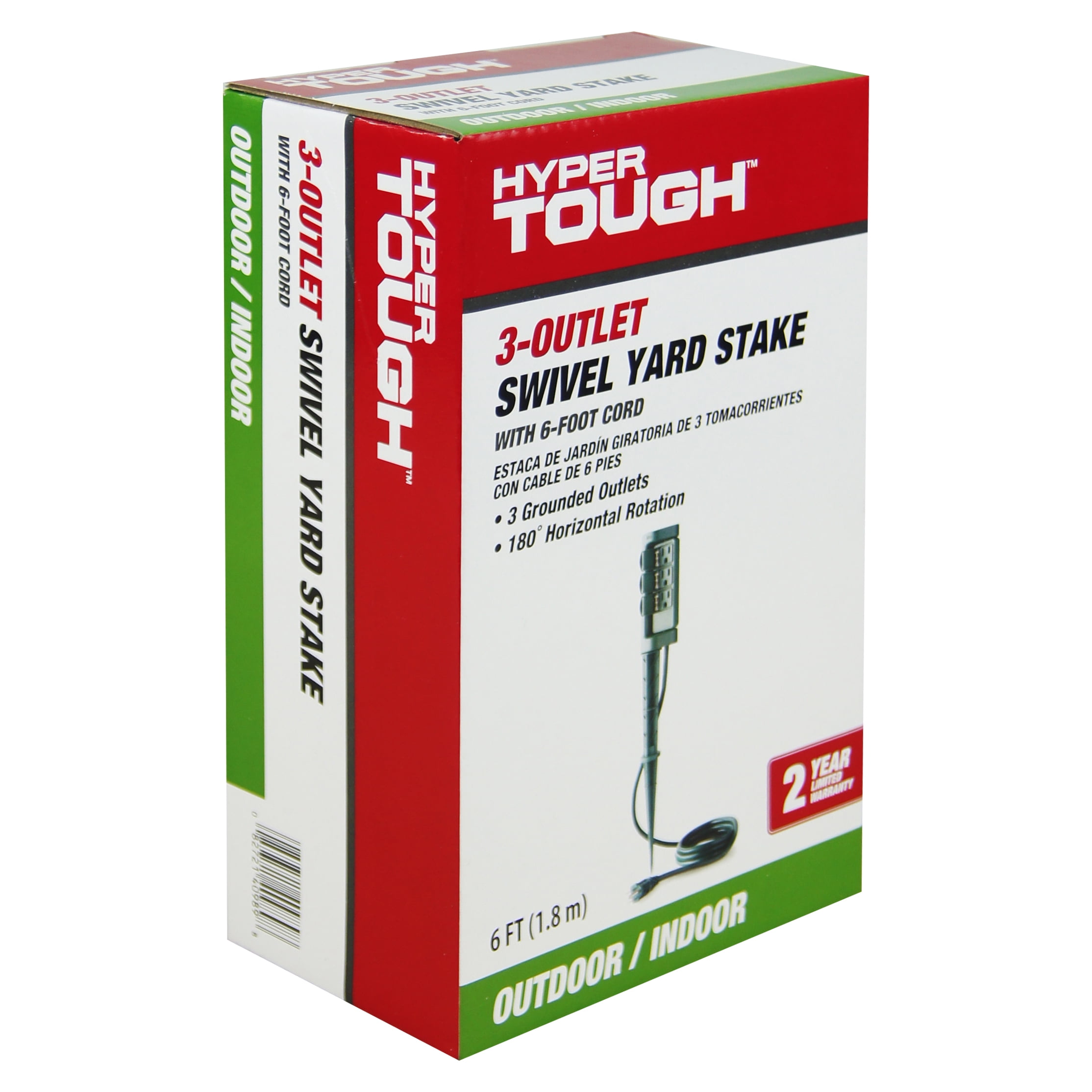 (4 pack) Hyper Tough 3-Outlet Outdoor Stake Timer with 3-Pronged Outlet Swivel Function, 10 Amps, Green
