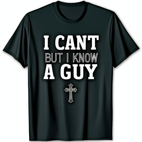 I CAN T BUT I KNOW A GUY Black T-Shirt with Graphic Stylish & Fun
