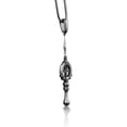 thumbnail image 2 of Ankh in middle horus staff necklace, Egyptian mythology mens necklace in silver, Oxidized occult necklace for boyfriend, 2 of 5