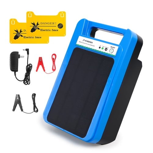 ATMOREA 0.2J Solar Power Fence Charger 3W 8KV Electric Fence Energizer 2-3 Miles 10400mAh Lithium Battery for for Livestock, Pet, Poultry, Gardens, Orchards Protection
