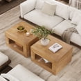thumbnail image 4 of GUNAITO Lift Top Coffee Table with Storage, Wooden Convertible Coffee Table with LED Lights for Living Room, Square Center Table, Natural wood, 4 of 8
