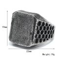 thumbnail image 2 of PAMTIER Men's Stainless Steel Retro Unique Hip Hop Punk 19MM Geometric Square Honeycomb Pattern Biker Ring Rock Statement Band Ancient Silver Size 9, 2 of 5