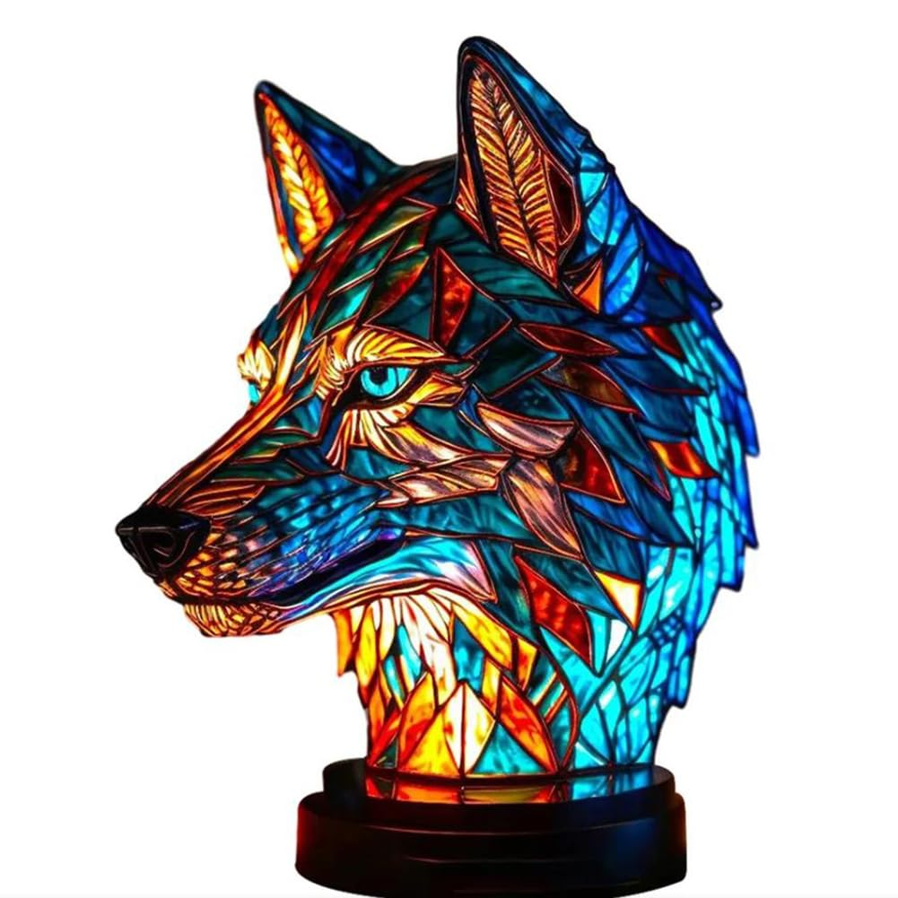 Colorful Strange Animal Series Night Light, Retro Stained Resin Tabletop Lamps for Desktop Decoration and Christmas Gifts