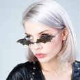 thumbnail image 3 of Bat Sunglasses Rimless Goth Glasses for Women Men Halloween Party Glasses Trendy Eyewear UV 400 Protection, 3 of 5