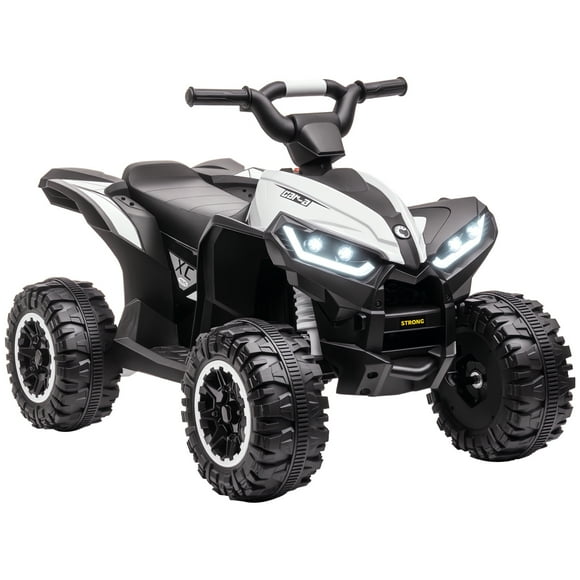 Aosom 12V Kids ATV with Music, Headlights, High & Low Speed, White