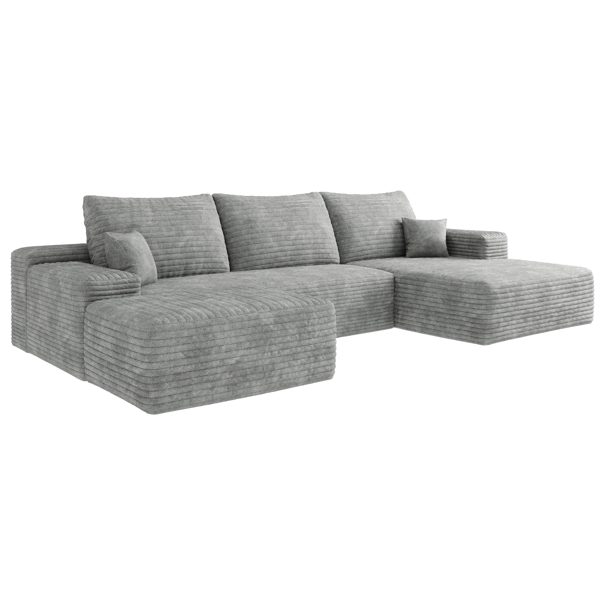 MAYEERTY 107" Gray Modern Modular Cloud Sectional No Assembly Spacious Comfort Room