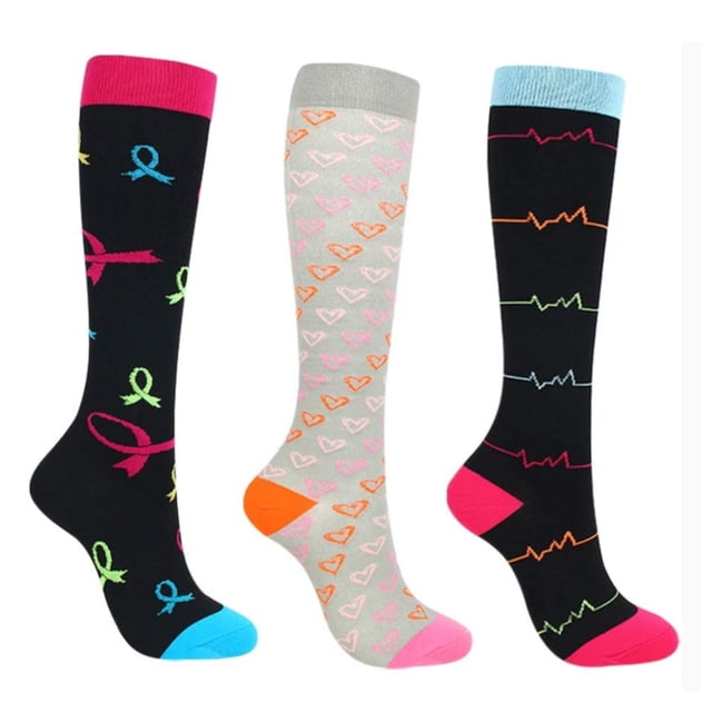 3 Pairs Of Compression Socks For Men And Women Colourful Support Socks For Sports Flight Running Travel Cycling Stockings compression stockings Gray