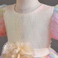thumbnail image 6 of Princess Dress Girls Birthday Easter Dress Flower Fairy Tale Mesh Puff Sleeve Tutu Mesh Layered Flowy Gowns Bowband Ruffled Frocks Night Dress #Sky Blue 5-6 Years, 6 of 7