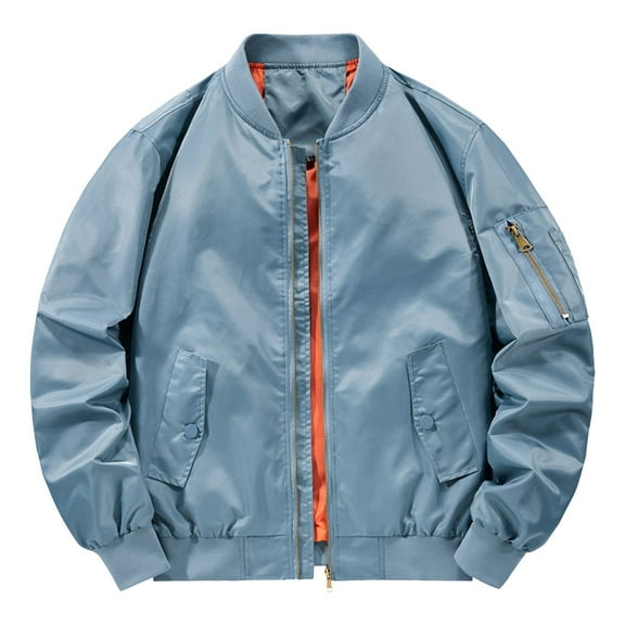 Men's Casual MA 1 Jacket Lightweight Spring Autumn Air Force Style Coat with Stand Collar