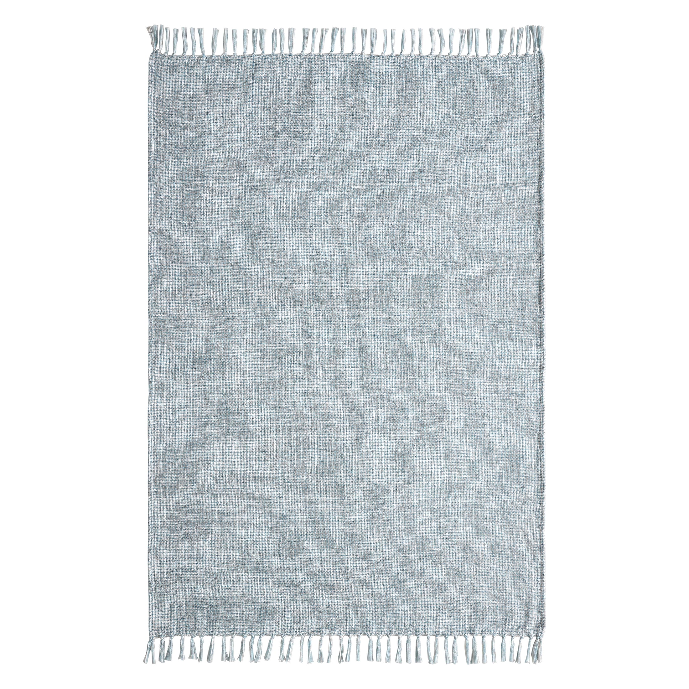 My Texas House Casey Blue Marled Tassel Cotton Polyester Throw, 50" x 70"