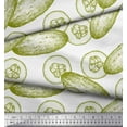 thumbnail image 2 of Soimoi White Poly Georgette Fabric Cucumber Vegetable Print Fabric by the Yard 42 Inch Wide, 2 of 3