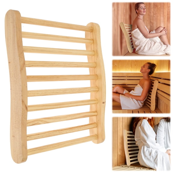 FYJUCPA Natural Wood Sauna Backrest, Infrared Sauna Back Support with S-Shape Design, 17.7x14.3x2.9in Ergonomic Steam Room Accessory