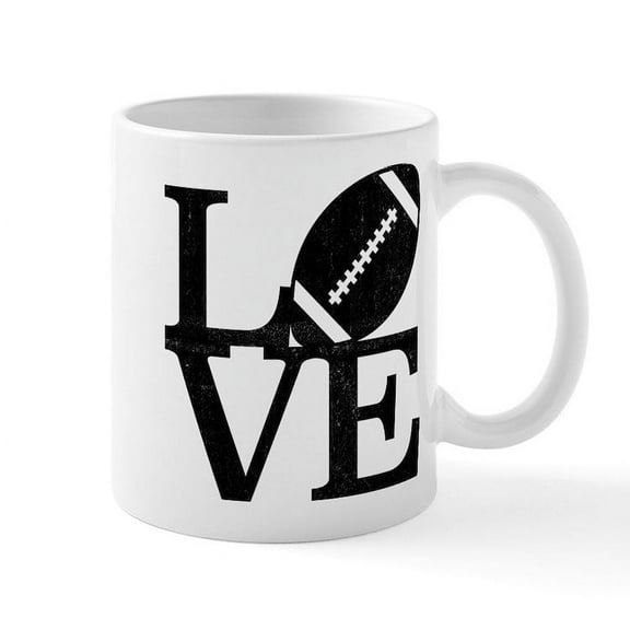 CafePress - Love Football - 11 oz Ceramic Mug - Novelty Coffee Tea Cup
