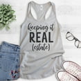 thumbnail image 2 of Keeping It Real (Estate) Tank Top, Ladies Racerback Tank Top, Real Estate Agent Realtor Gift Tank, Silver Gray, Medium, 2 of 3