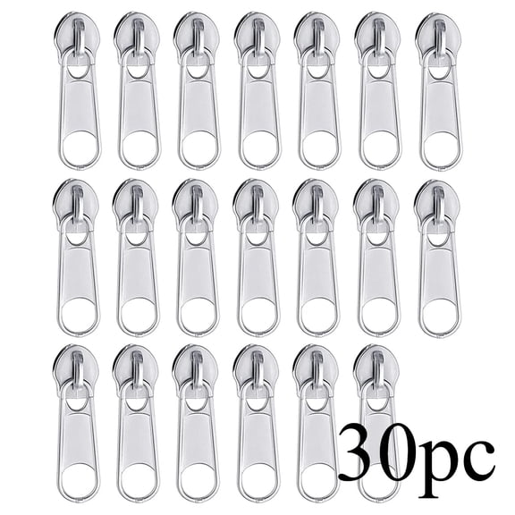 30 Pack Silver Metal Zipper Pulls, Universal Zipper Sliders for Nylon Coil Zippers, DIY Sewing Crafts for Purses and Handbags