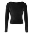 thumbnail image 5 of IROINNID Deals Womens Long Sleeve Crop Tops Pullover Short Irregular Tops Blouse,Black, 5 of 9