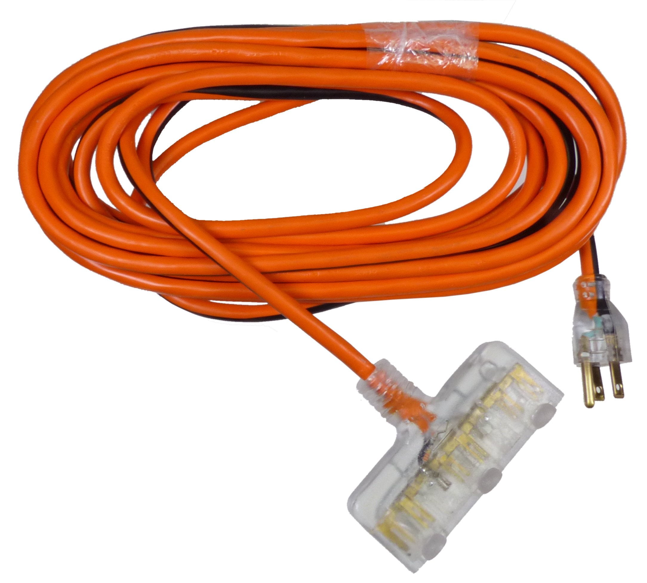 25 Feet Power Extension Cord 14/3, 3 Out Lighted socket