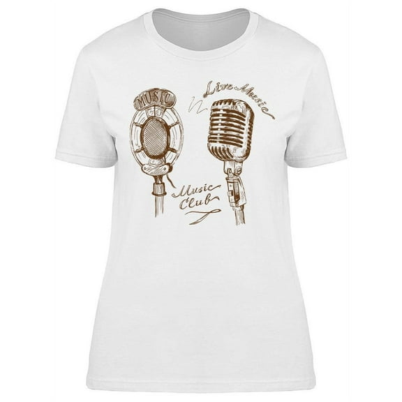 Microphone Doodles Graphic T-Shirt Women -Image by Shutterstock, Female XX-Large