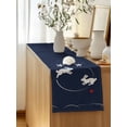 thumbnail image 5 of Table Runner 48 Inches Long for Kitchen Dining, Navy Blue Modern Dresser Scarf Farmhouse, Dining Table Decorations for Wedding/Parties, Farmhouse Rabbit Abstract Art 13 x 48 In, 5 of 8