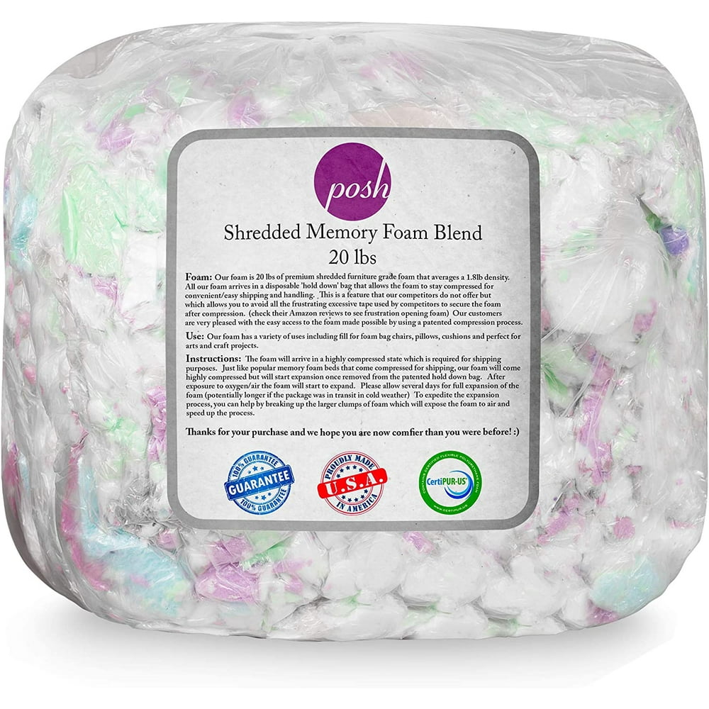 Posh Beanbags FOAM20 Refill Foam Filling, MultiColor, Shredded Foam 20lbs