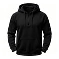 thumbnail image 2 of Mens Fleece Lined Sweatshirts Quarter Zip Drawstring Hoodie Fashion Casual Fall Sweatshirt Black M, 2 of 6