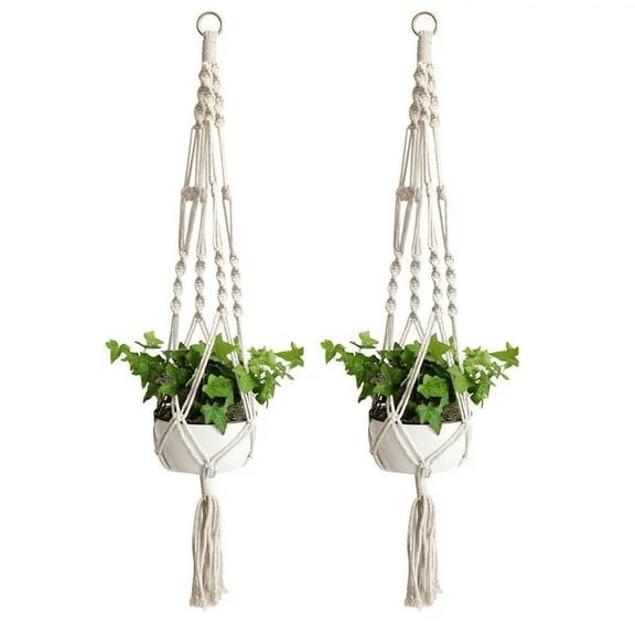 ZOUYUE 2 Pack Macrame Plant Hangers, Cotton Rope Woven for Inside Outside Plant Hanger Wall Hanging Planter Ceiling plants for Flower Pot, Hanging Plants Holder for Yard Garden Home Decoration, 41 cm