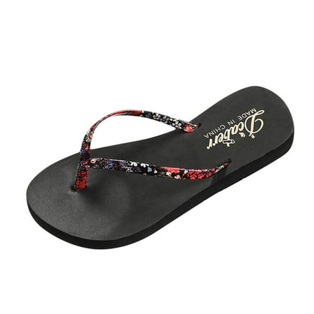 

nsendm Flip Flops for Women Size 8 Sandals Wedges Flip Bohemian Ladies Slippers Flip Flop Slippers for Women Fuzzy Brown 8