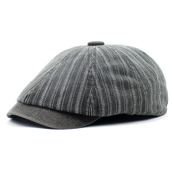 SikaFu Autumn New Striped Hat Men's Peaked Hat Fashion Denim Hooded Ladies Breda Hat Retro Forward Hat