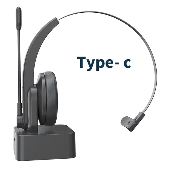 Bluetooth 5.0 Type-C Charging Headset Wireless Trucker Driving Office Headphone Noise Cancelling Mic
