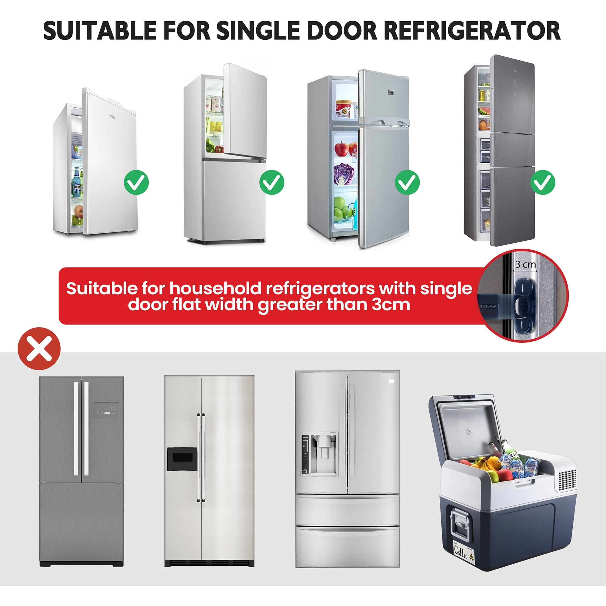 JULBEAR 2Pcs Refrigerator Lock for Kids,Fridge Door Locks Child Lock Safety  for Freezer Door Adhesive No Keys Needed Used in Fridge Door or Cabinets