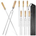 thumbnail image 1 of 8Pcs Stainless Steel Barbecue Skewers Wooden Handle BBQ Fork Kabob Sticks with Drawstring Bag for Grilling, 1 of 4