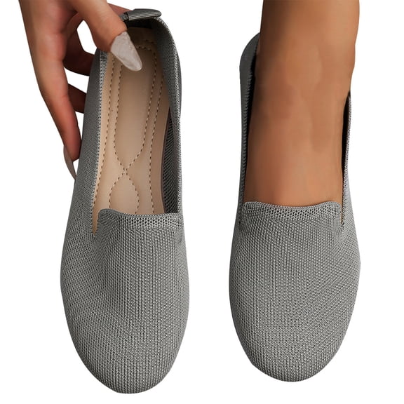 Women's Breathable Knit Ballet Flat with Round Toe Shoes Women's Flats Shoes Mesh Loafers Shoes Soft Breathable Casual Shoes