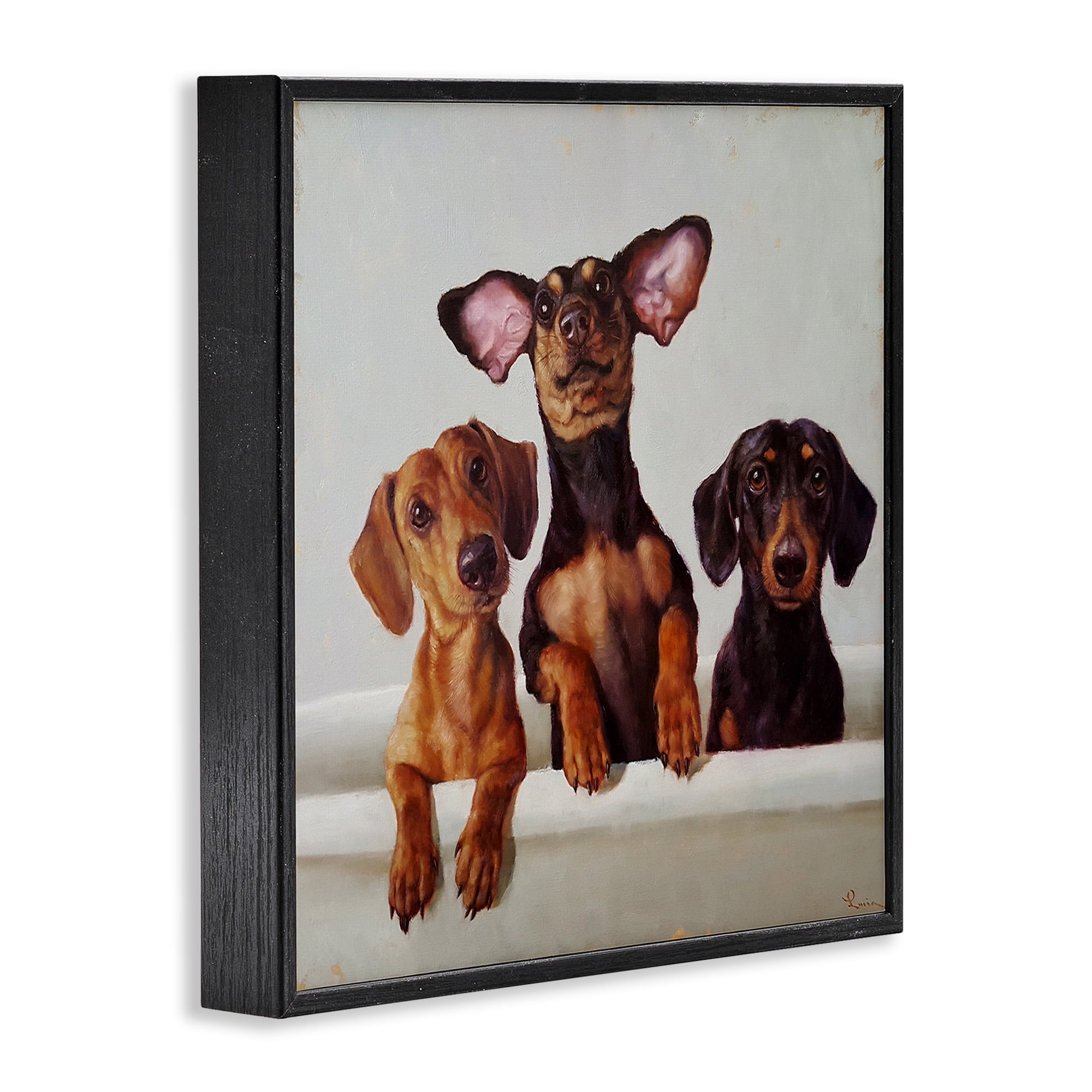 Stupell Industries Dachshunds in Bathtub Animals & Insects Painting Black Framed Art Print Wall Art, 17 x 17