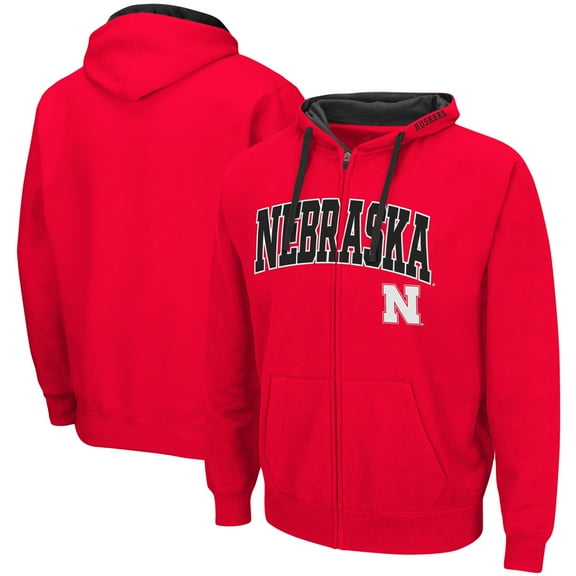 Men's Colosseum Scarlet Nebraska Huskers Big & Tall Full-Zip Hoodie