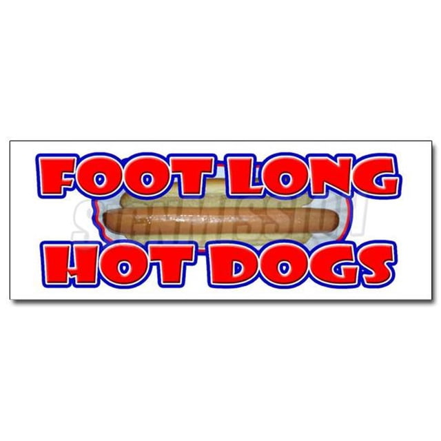 SignMission D-12 Foot Long Hot Dogs Decal - Foot Long Hot Dogs - Sticker Dog Sausauge Ballpark Street Food