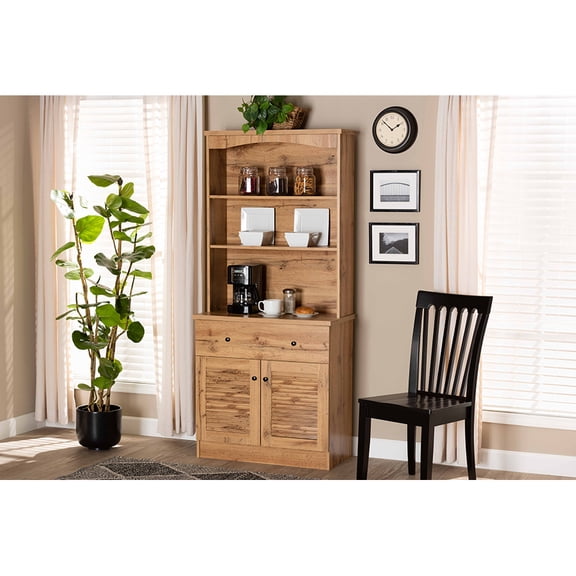 Wholesale Interiors Agni Modern & Contemporary Oak Brown Finished Wood Buffet, Kitchen Cabinet