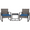 Grey Rattan/Blue Cushion, variant on Ainfox 2 Pieces Aluminum Patio furniture Set, Outdoor Sectional Sofa with 2 Middle Chairs, Grey