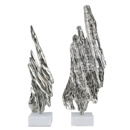 A&B Home Easley Aluminum and Marble Statuaries - Set of 2 - Silver/White
