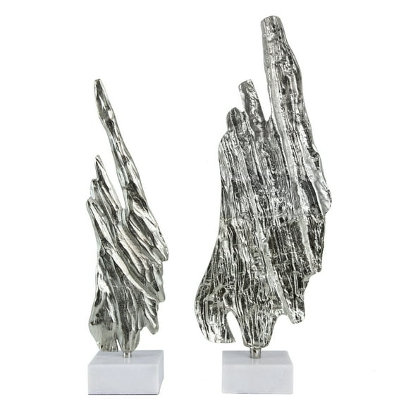 A&B Home Easley Aluminum and Marble Statuaries - Set of 2 - Silver/White