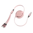 thumbnail image 3 of Cable de carga USB 3 en 1 Cable de carga rápida retráctil múltiple para iOS/Tipo C/Micro puerto Rosa, 3 of 12