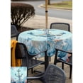 thumbnail image 5 of Outdoor Tablecloth with Umbrella Hole for Patio/Picnic/Party/Camping, Coastal Anchor Blue Waterproof Table Cloth Square Cover Washable, Summer Beach Nautical Coral Starfish (54"x 54"), 5 of 8