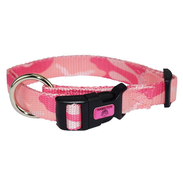 Hamilton 5/8" Adjustable Dog Collar fits 12" 18", Small, Pink Camo