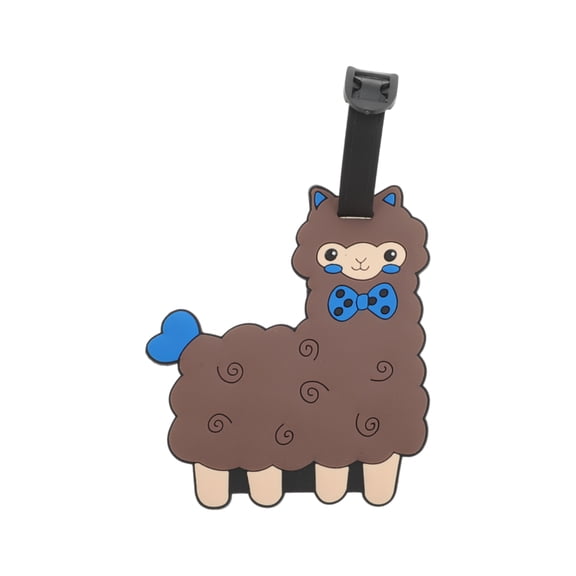 Unique Bargains 1 Pc Alpaca Luggage Tag for Travelling Brown Soft Rubber