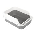Cat Litter Tray High Sided Cat Litter Container Cat Sandbox Kitty Litter Pan Gray